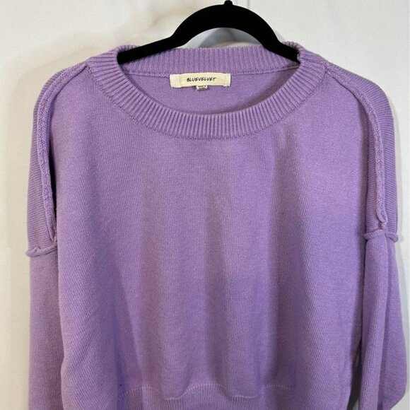 Woman’s raw seem lavender sweater. Blue velvet size small. New condition. Crew. - Picture 5 of 9